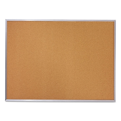 Mead Economy Cork Board with Aluminum Frame 36 x 24 Silver Aluminum S733
