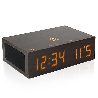 GOgroove BlueSYNC TYM Dark Genuine Wood Bluetooth Stereo Alarm Clock