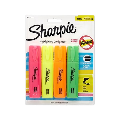 Sharpie Blade Highlighters Chisel Tip Assorted Colors 4 pk 1825633