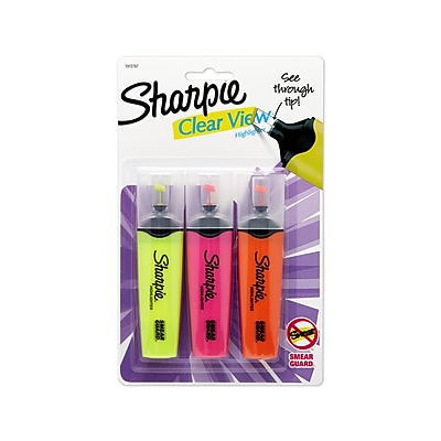 Sharpie Clear View Highlighters Chisel Tip Assorted 3 pk 1912767