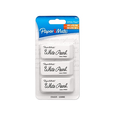 Paper Mate White Pearl Latex Free Plastic Eraser 3 pk 70624