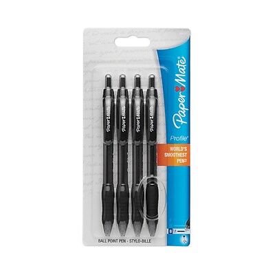 Paper Mate Profile Retractable Ballpoint Pen Bold Point 1.4mm Black 4 pk 89471