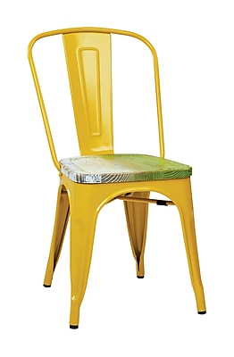 OSP Designs Bristow Side Chairs Metal Wood Yellow Pine Alice 2 pk