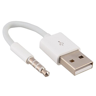 Insten 193638710.5cm 3.5mm to USB Cable Adapter for Apple iPod Classic and iPod Shuffle 3rd Generation Onwards White