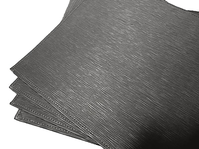 Textiles Plus Inc. Reversible Faux Leather Embossed Dinning Room Placemat Set of 4 ; Black