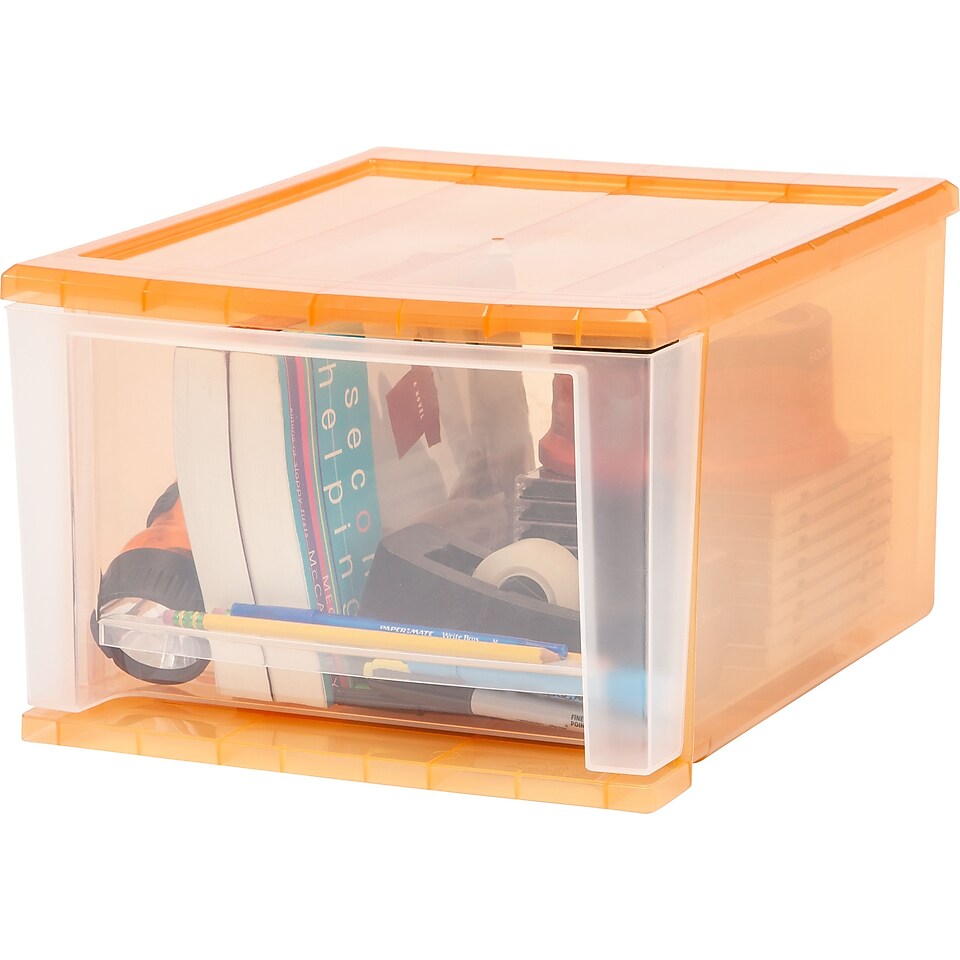 4 Pack Coral Iris 17 Quart Stacking Drawer Home Organization