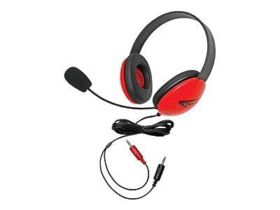 Ergoguys 2800 Califone Stereo Headphone With Microphone Dual 3.5 mm Plug Red