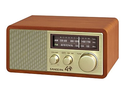 Sangean WR11SE Wooden Table Top AM FM Analog Radio Gold