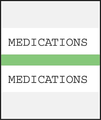 Medical Arts Press Standard Preprinted Chart Divider Tabs; Medications Light Green