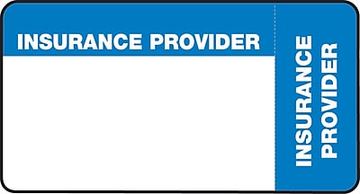 File Folder Insurance Labels; Insurance Provider Blue and White 1 3 4x3 1 4 500 Labels