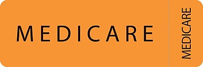 File Folder Insurance Labels; Medicare Fluorescent Orange 1x3 500 Labels