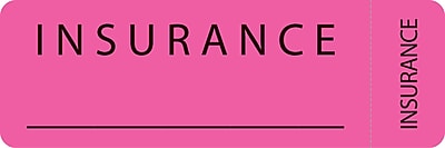 File Folder Insurance Labels; Insurance Fluorescent Pink 1x3 500 Labels