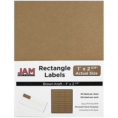 JAM Paper Mailing Address Labels 1 x 2 5 8 Brown Kraft 120 pack 4513701