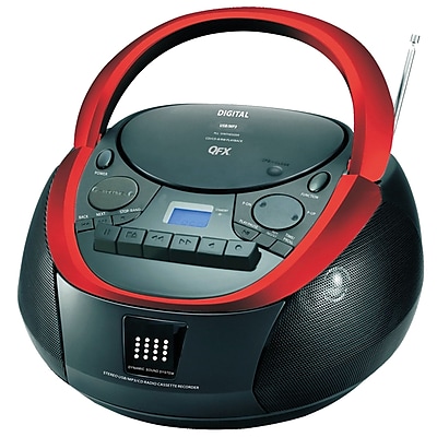 QFX j 71 CD Cassette MP3 Stereo Player Black Red