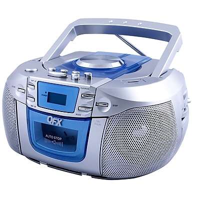 QFX j15u Portable Radio Silver Blue