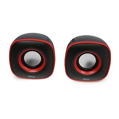 QFX CS 256 2.0 USB Powered Multimedia Speaker System Black Red