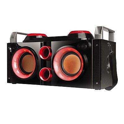 QFX pbx 505200bt Portable Bluetooth Party PA System Boombox Red