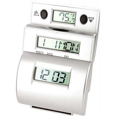 Generic Ladder Travel Alarm Clock with Fahrenheit Temp XS125676 Silver