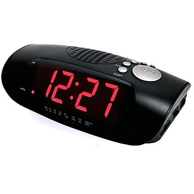 Sonnet Industries R 1627 9in LED Clock Radio with USB Charging of Smart Phone SNNT030