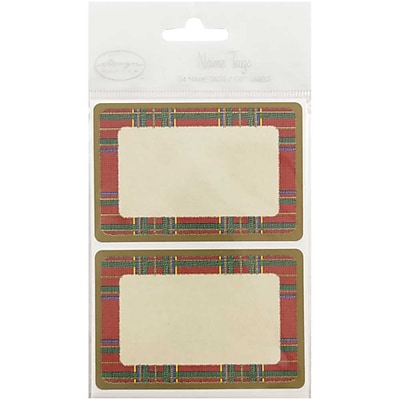 JAM Paper Christmas Holiday Gift Label Name Tag Stickers 2.25 x 3.5 Red Flannel 24 pack 249824363