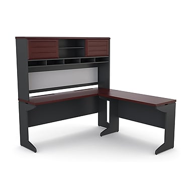 Altra Pursuit L Shaped Desk with Hutch Bundle Cherry Gray