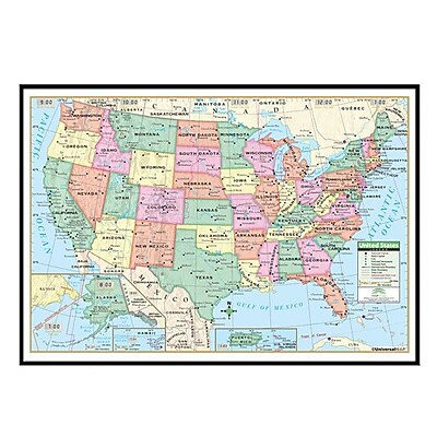Map United States Framed Universal Map United States Primary Mounted Framed Wall Map; Black
