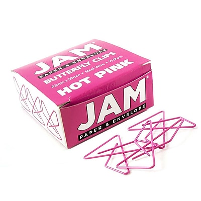 JAM Paper Butterfly Paper Clips Pink Paperclips 15 pack 332BYFU