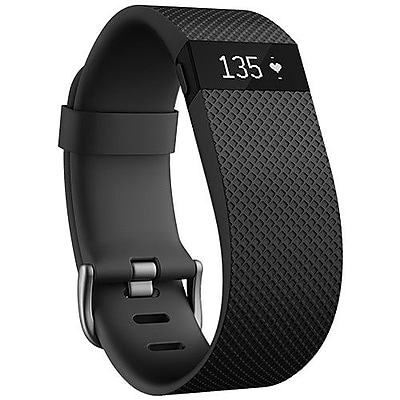 Fitbit ChargeHR Heart Rate Activity Wristband Large Black FB405BKLS