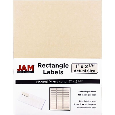 JAM Paper Mailing Address Labels 1 x 2 5 8 Natural Parchment 120 pack 2273704
