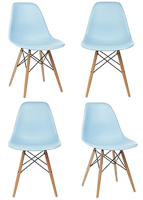 eModern Decor Slope Shell Side Chair Set of 4 ; Light Blue