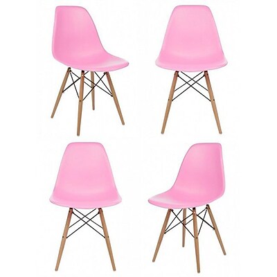 eModern Decor Slope Shell Side Chair Set of 4 ; Pink