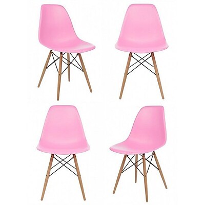 eModern Decor Slope Shell Side Chair Set of 4 ; Pink