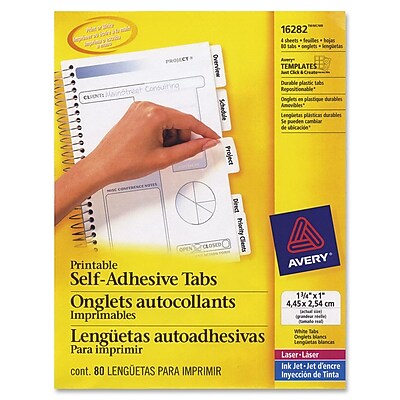 Avery® 1-3/4" White Printable Self-Adhesive Tabs | Staples®