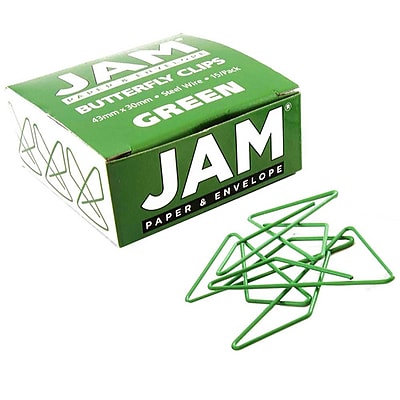 JAM Paper Butterfly Paper Clips Green Paperclips 15 pack 332BYGR