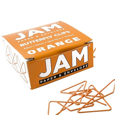 JAM Paper Butterfly Paper Clips Orange Paperclips 15 pack 332BYOR