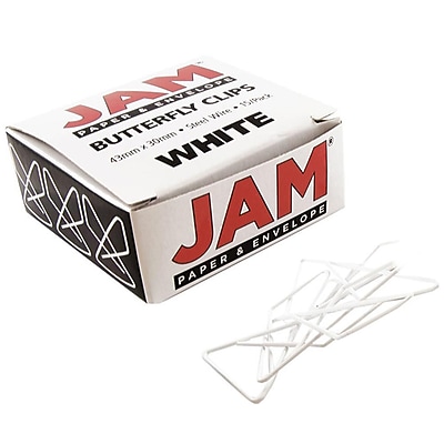 JAM Paper Butterfly Paper Clips White Paperclips 15 pack 332BYWH