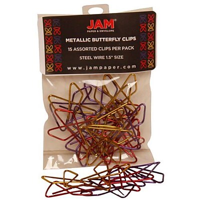 JAM Paper Butterfly Paper Clips Assorted Paperclips 15 pack 2210016349