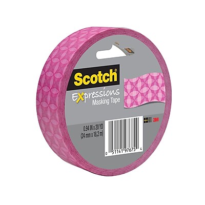 Scotch Expressions Masking Tape 1 x 20 Yards Pink Geometric