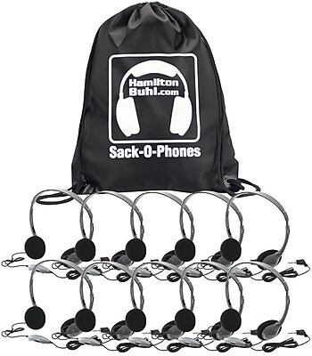 Hamilton Buhl HA2V Sack O Phones 10 User Personal Headset Kit Gray