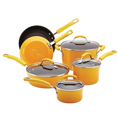 Rachael Ray 10-Piece Cookware Set, Yellow (12788)