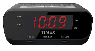 Timex 5.5 x 7 x 3 Black RediSet Dual Alarm Clock (T129B)