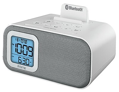 iHome 4.22H x 6.66W x 4.29D White Bluetooth Dual Alarm Clock (iBT22WS)