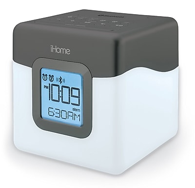 iHome 5.75H x 4.73W x 4.73D Gunmetal Bluetooth Dual Alarm Clock Radio (iBT28GC)