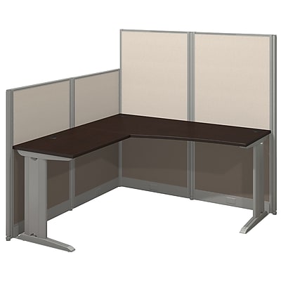 Bush Business Furniture Office in an Hour 65W x 65D L Workstation Mocha Cherry WC36894 03K