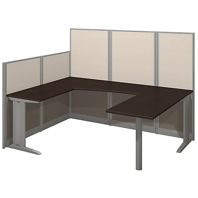 Bush Business Furniture Office in an Hour 89W x 65D U Workstation Mocha Cherry WC36896 03K