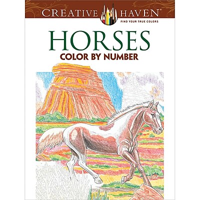 Creative Haven Horses Color by Number Coloring Book, Paperback
