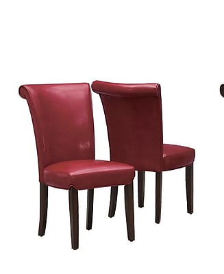 Monarch Specialties 2 Piece 39 H Leather Look Dining Chair Burgundy I 1667BY