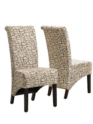 Monarch Specialties 2 Piece 40 H swirl Fabric Dining Chair Tan I 1789TN