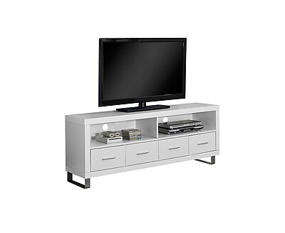Monarch Specialties 60L TV stand with 4 Drawers, White (I 2518)