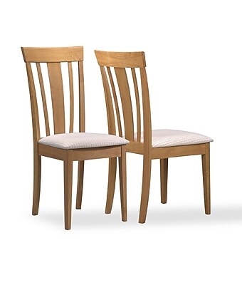 Monarch Specialties 2 Piece Dining Chair Maple with Fabric Seats I 4358